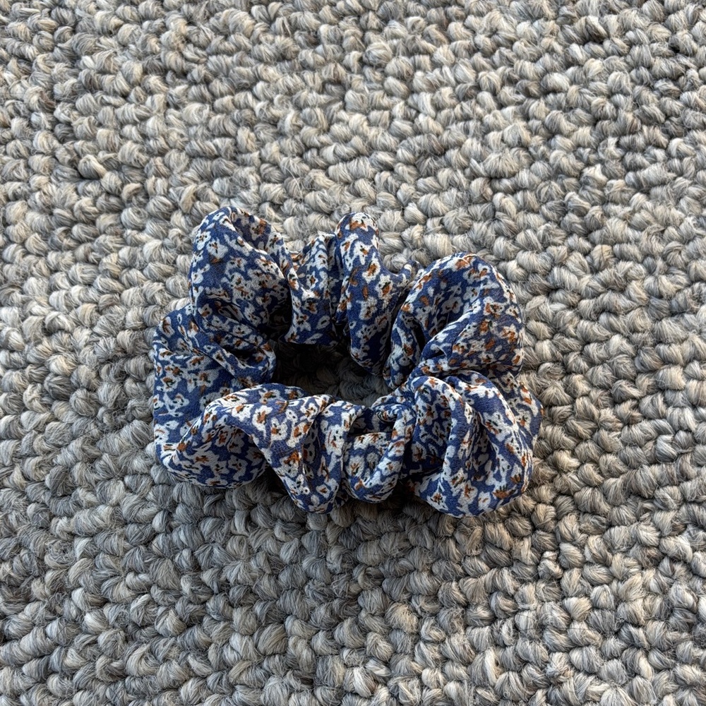 Blue Floral Scrunchie